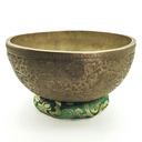 [SGP-049] KASA Jhumka Fullmoon Hand-Carving Hammered Singing Bowl "8 Auspicious Symbols" - F#3 (26 cm, 2.4 kg)
