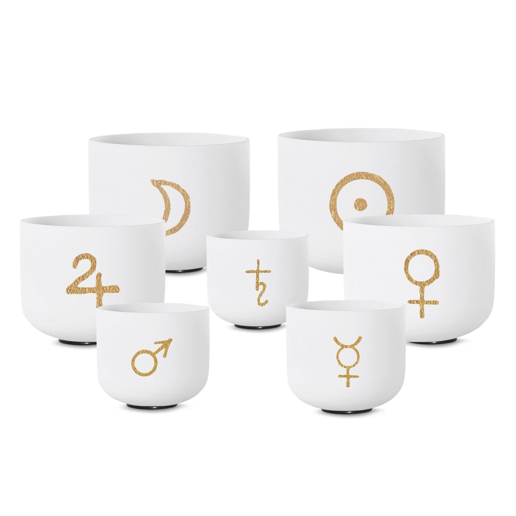 [FQB-007] Planetary White Frosted Quartz Crystal Singing Bowls Set (16-30 cm, 13.5 kg)