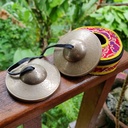 [TSH-058] Bronze Tingsha "Carving Flowers" (Karatals) (7.5 cm, 350 gr) (+ case)