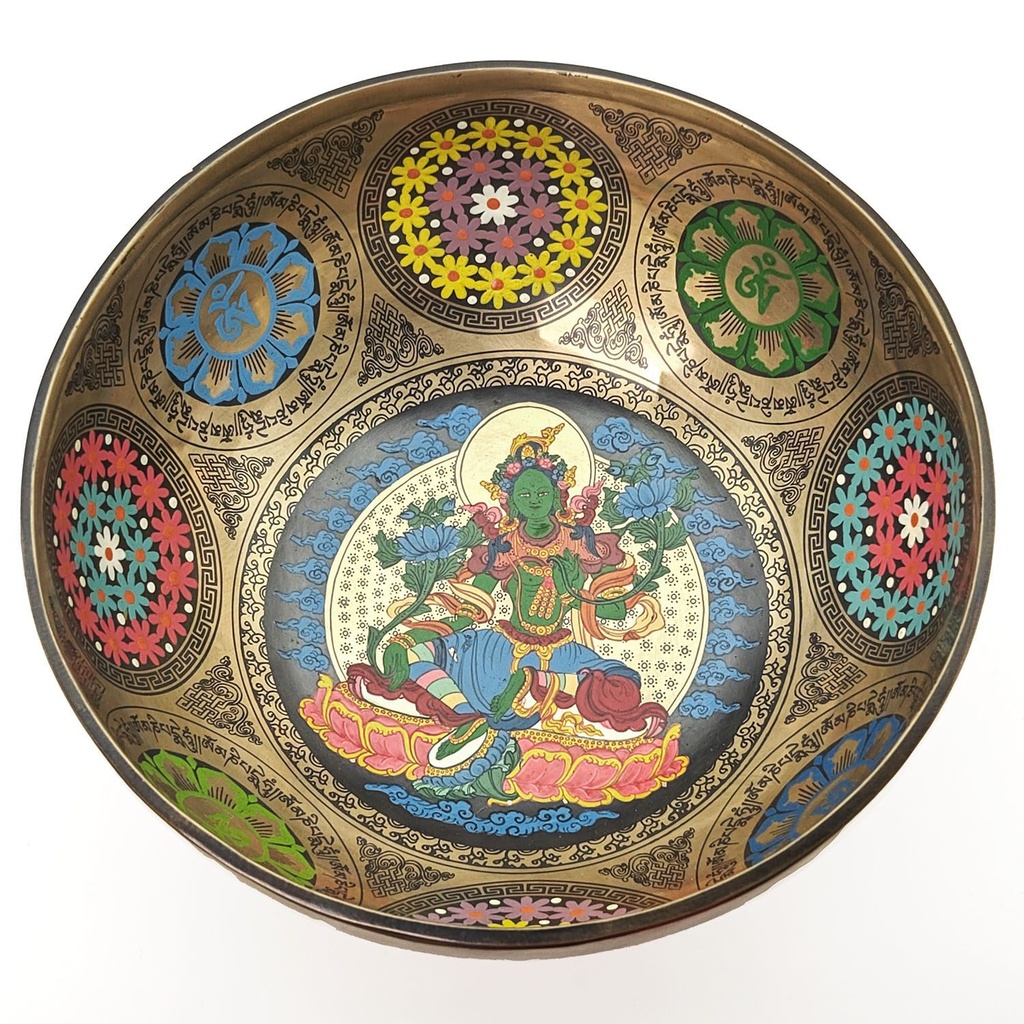 [TBH-016] Thangka Hammered Singing Bowl "Green Tara" - D#3 (23 cm, 1.5 kg)