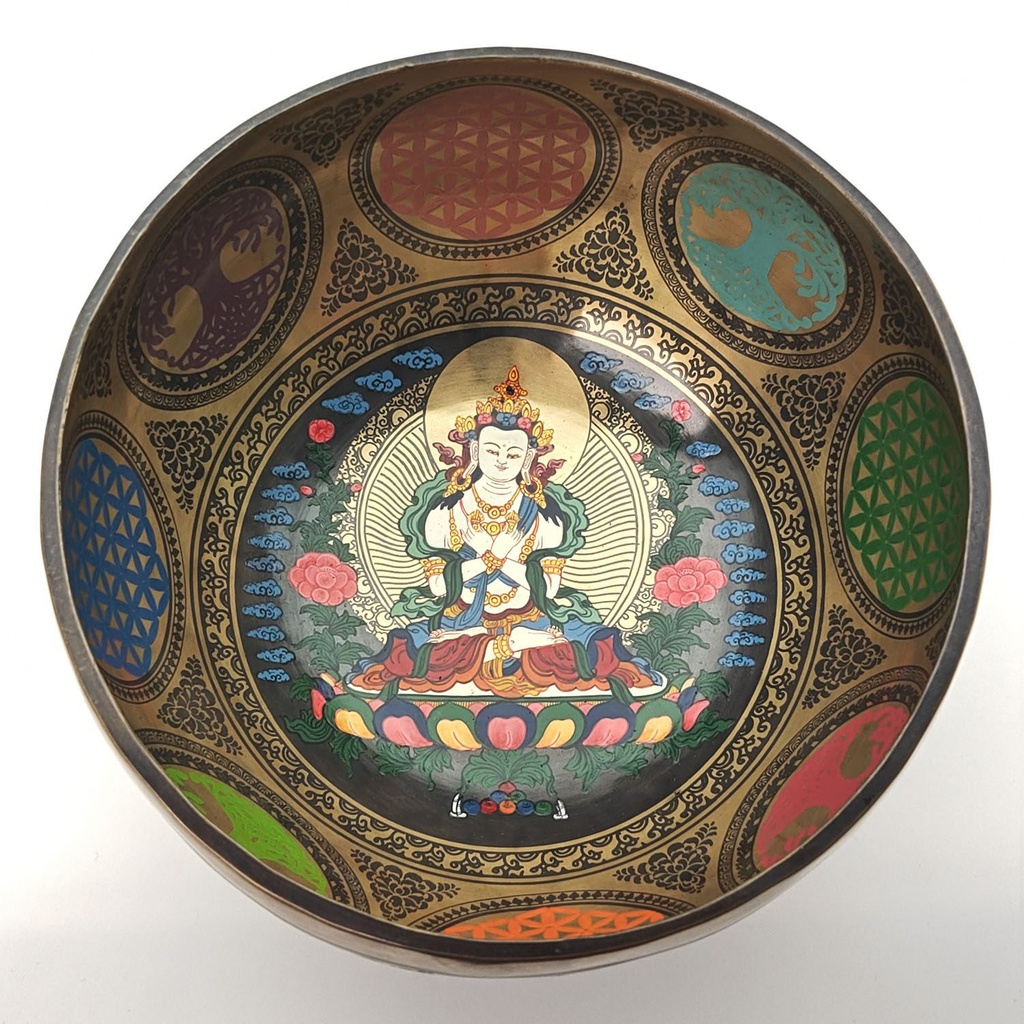 [TBH-009] Thangka Hammered Singing Bowl "Vajrasattva" - G3 (19 cm, 1 kg)