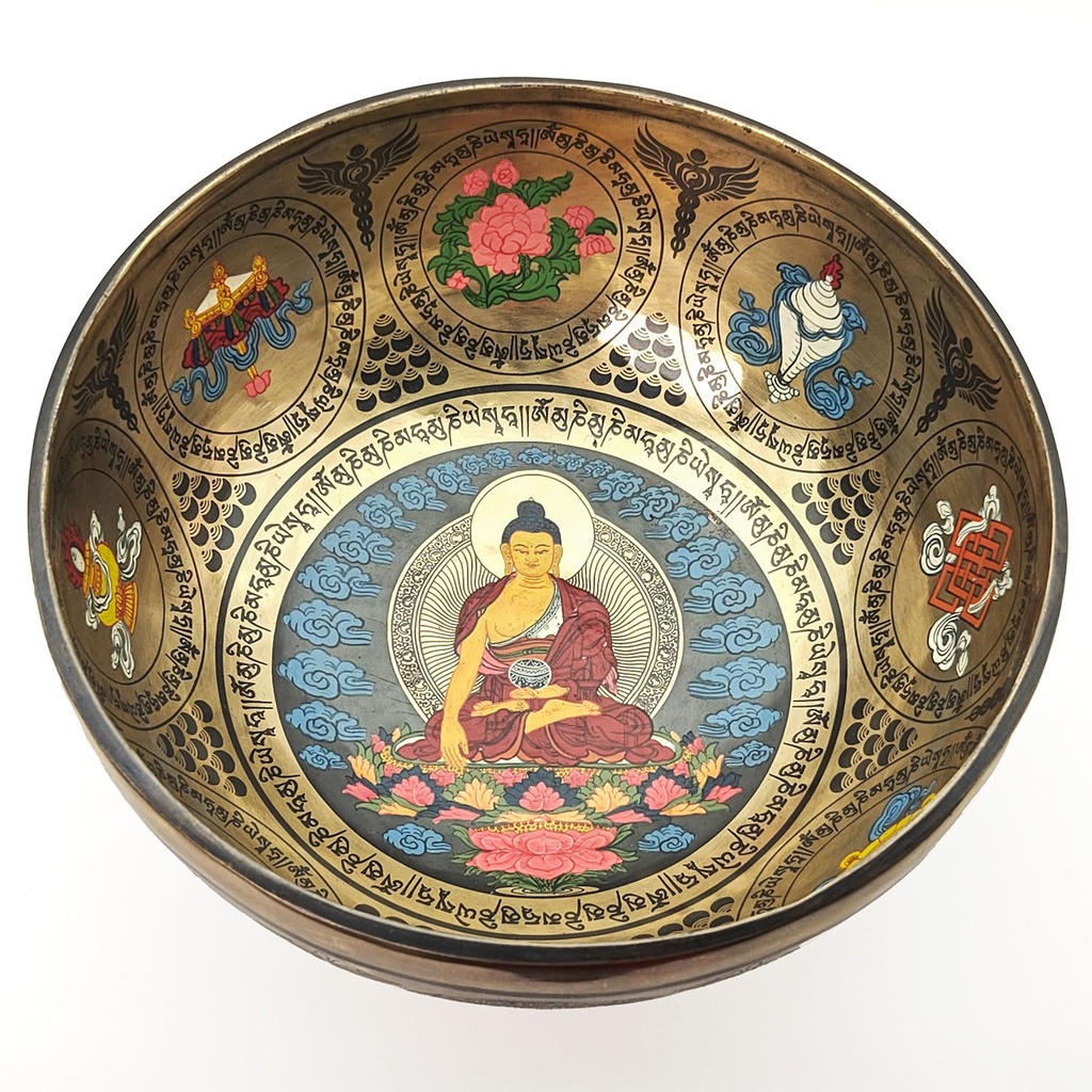 [TBH-008] Thangka Hammered Singing Bowl "Shakyamuni Buddha" - C#3 (25 cm, 2 kg)