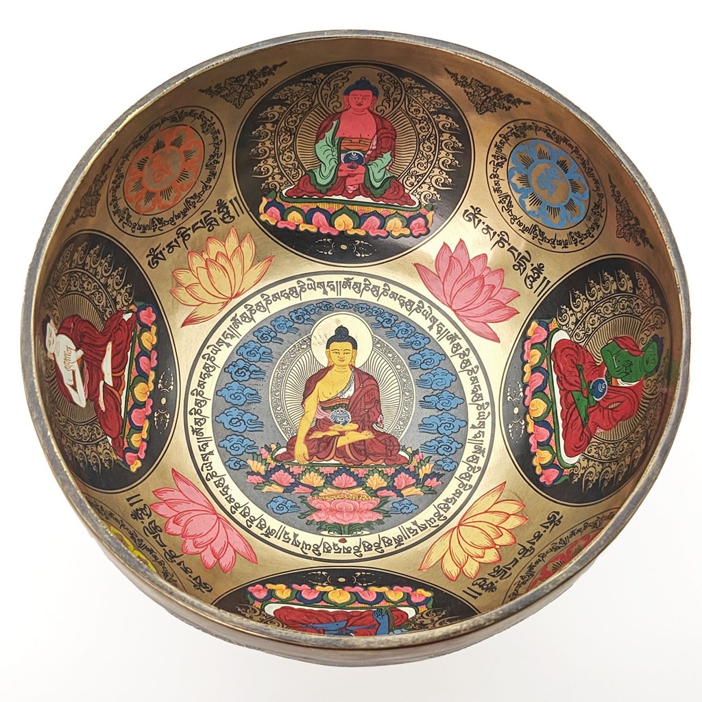[TBH-006] Thangka Hammered Singing Bowl "Dhyani Buddhas" - F3 (21 cm, 1.3 kg)