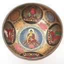 [TBH-006] Thangka Hammered Singing Bowl "Dhyani Buddhas" - F3 (21 cm, 1.3 kg)