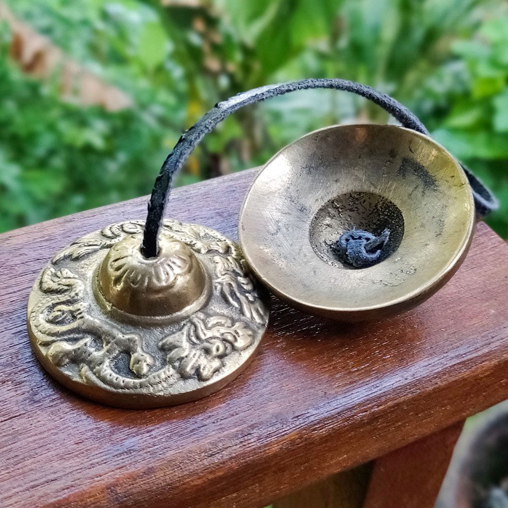 [TSH-046] Brass Tingsha "Dragons" (Tibetan Bells) (6.5 cm, 200 gr)