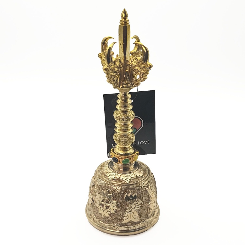 [MUI-148] Balinese Priest Genta Bell Golden Deep Carved - F7 (7.5 cm, 1 kg)