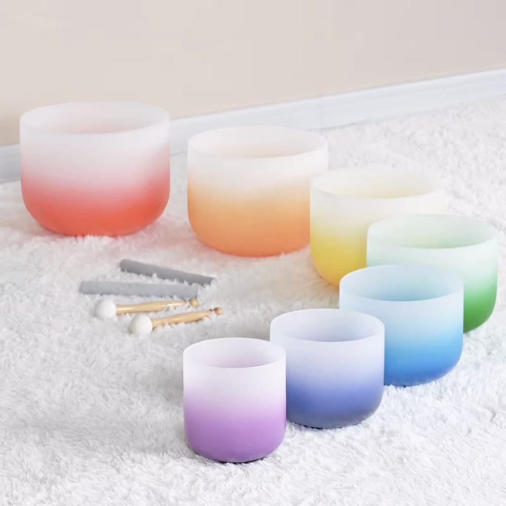[FQB-003-1] Gradient Frosted Quartz Crystal Singing Bowls Half-Set (4 Bowls - C-E-G-B)