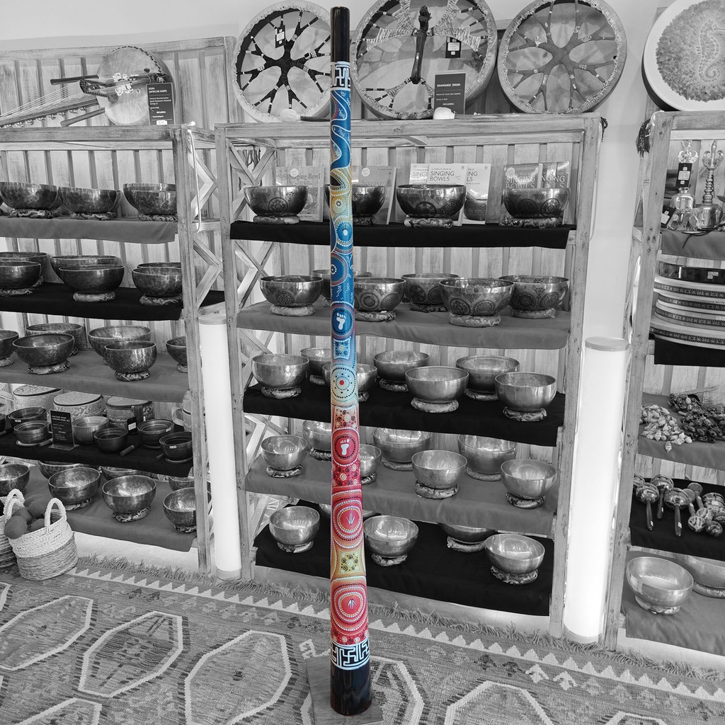 [DGR-001] Wooden Travel Didgeridoo "Australian Sun" (D2, 185 cm, 2.7 kg, Mahogany) (+ case)