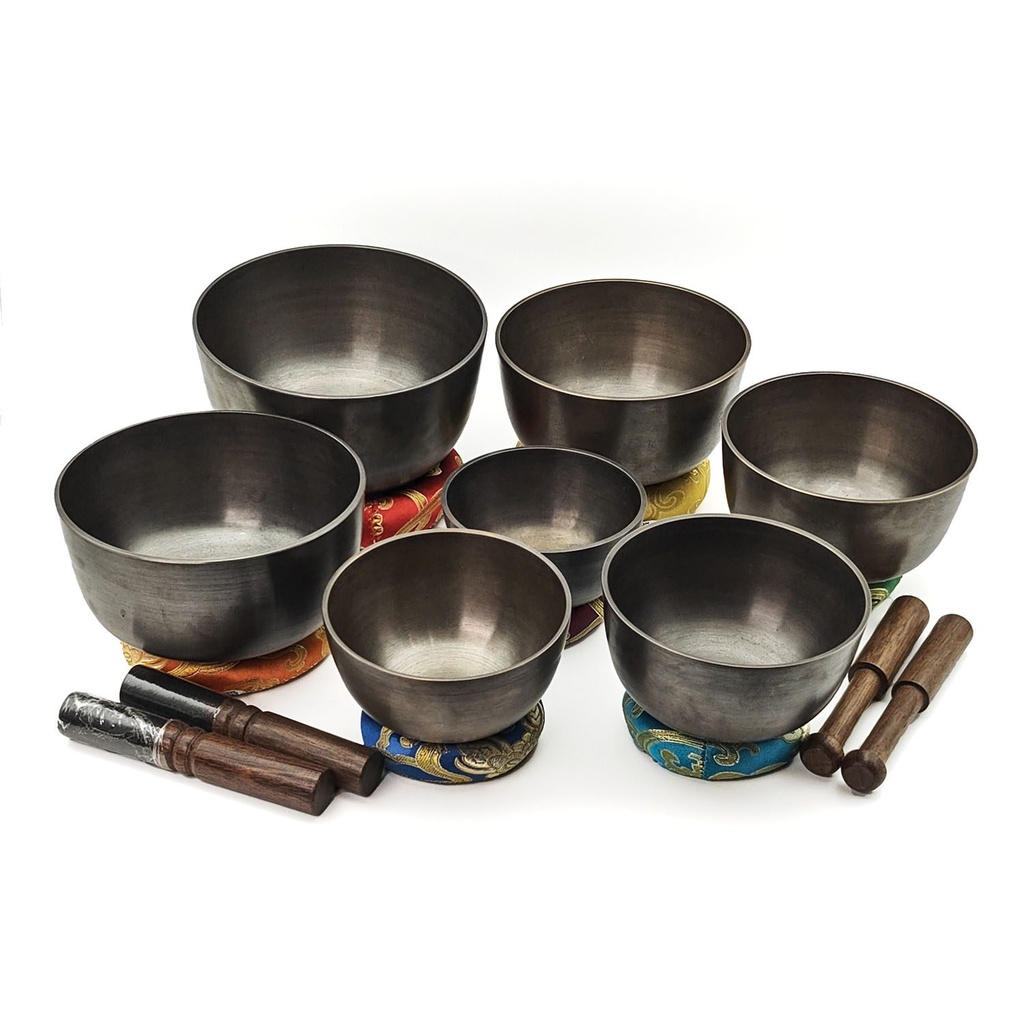 [SCS-015] Medium Machine-Made Singing Bowls Black Set (7 bowls) (10-15 cm, 3.9 kg)