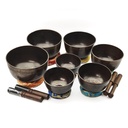[SCS-011] Medium Machine-Made Singing Bowls Black Carving Set (7 bowls) (10-15 cm, 3.9 kg)