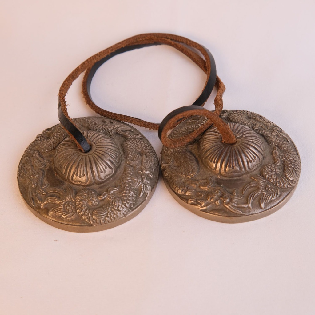 [TSH-030] Bronze Tingsha "Dragons" (Karatals) (7.5 cm, 300 gr) (+ case)