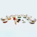 [NMH-029] Silver Newmoon Hammered Singing Bowls Chakra Set (7 bowls) (17-25 cm, 10 kg)