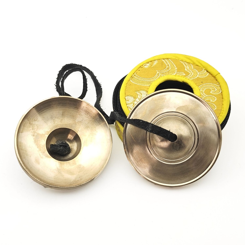 [TSH-055] Bronze Tingsha Plain Golden Shine (7.7 cm, 410 gr) (+ case)