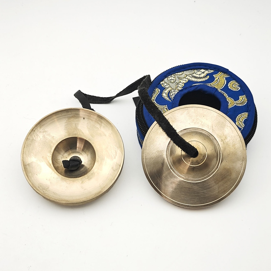 [TSH-054] Bronze Tingsha Plain Golden Shine (8 cm, 500 gr) (+ case)