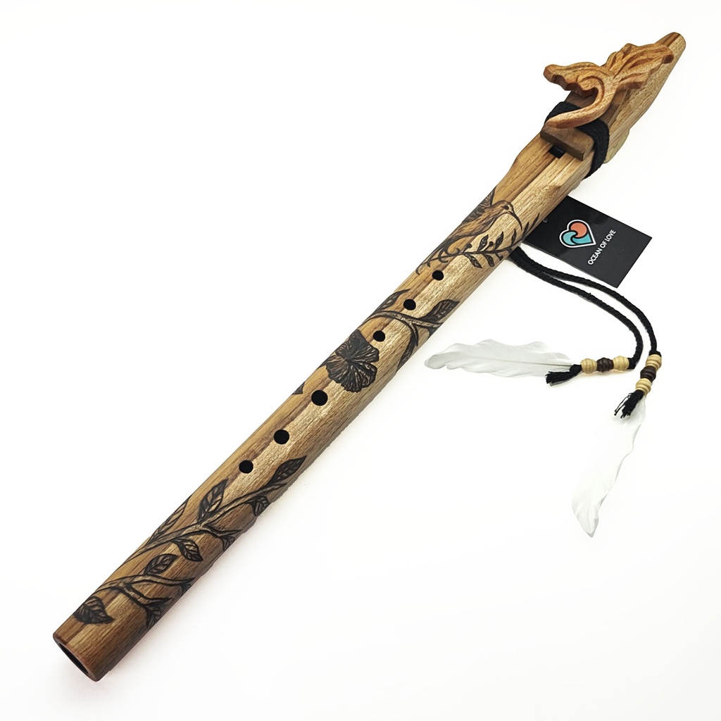 [FLT-117] JUANG FLUTES Single Forest Flute - F4 (432 Hz, 57 cm, Teakwood) (+ pouch)