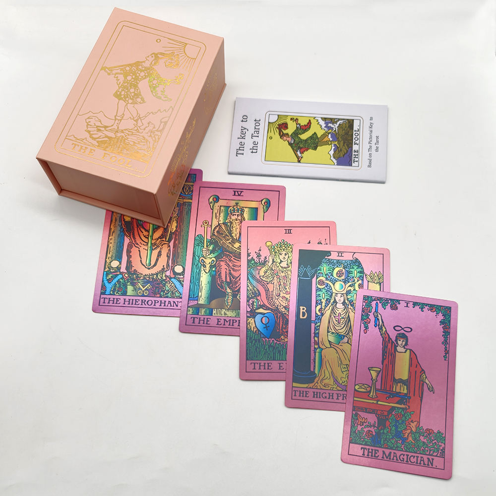 [CDK-039] Neo Rider Waite Tarot Magenta Gold Colorful Waterproof Card Deck