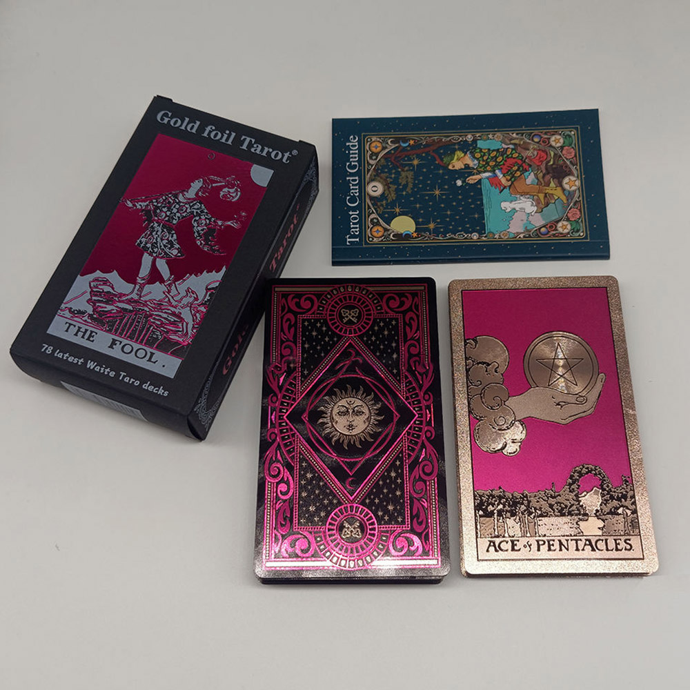 [CDK-036] Neo Rider Waite Tarot Magenta Rose Gold Waterproof Card Deck