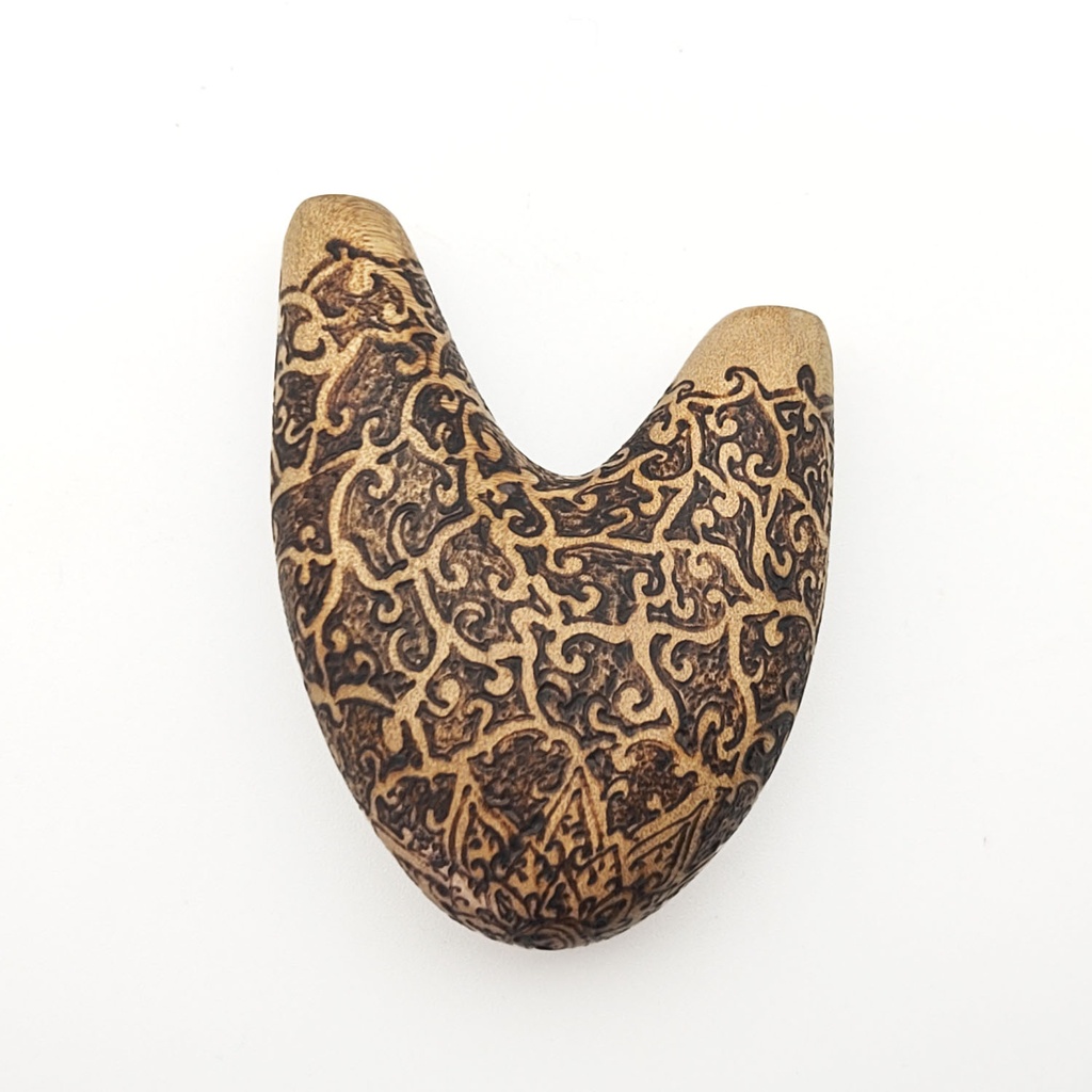 [RPA-157] Wooden Kuripe Pipe Burned Pattern "Heart" (Crocodile Wood)