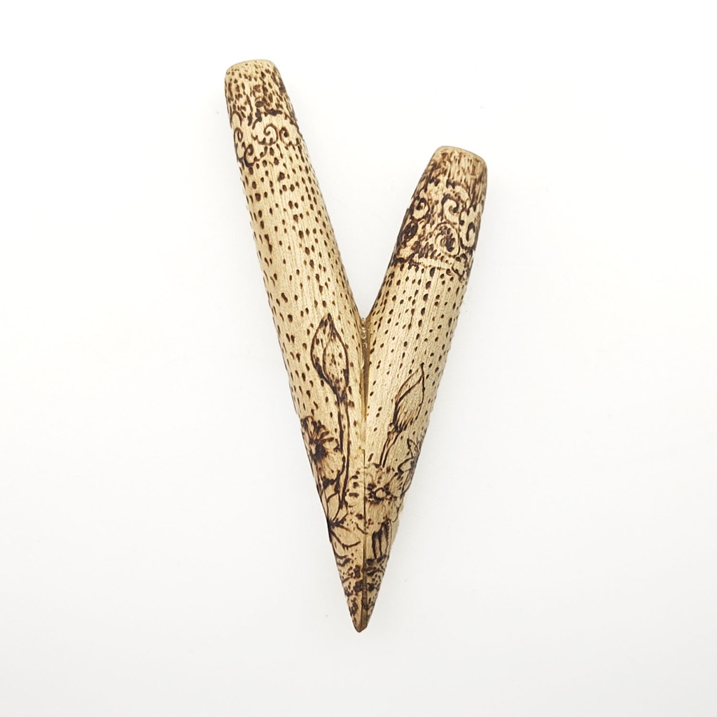 [RPA-154] Wooden Kuripe Pipe Burned Pattern (Crocodile Wood)