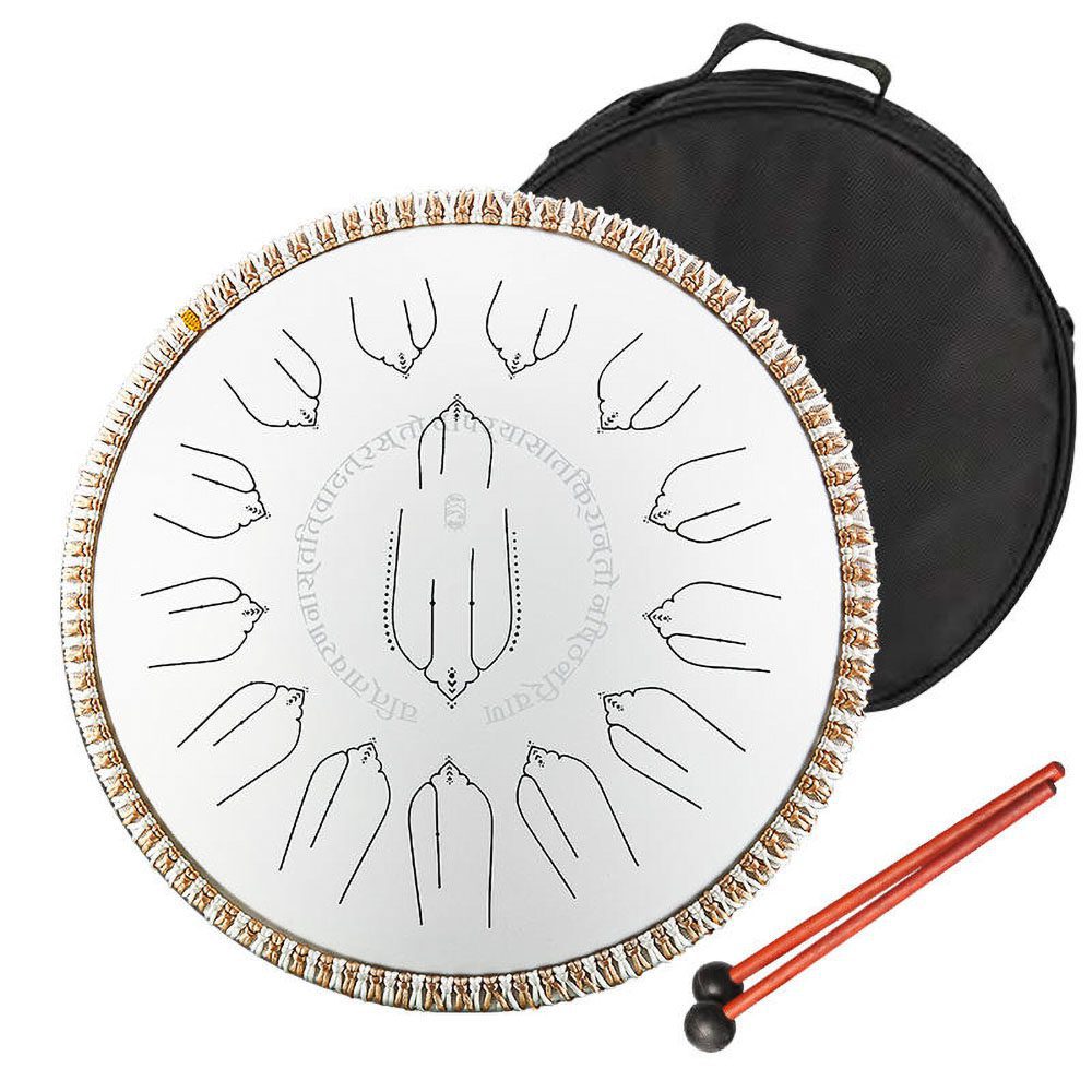 [HPY-052] HLURU Tongue Drum EQTW15-14 White (36 cm, Microalloyed Steel) (+ case)