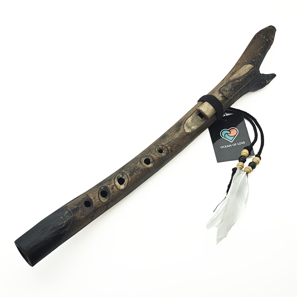 [FLT-144] JUANG FLUTES Single Forest Flute - C5 Minor Pentatonic (432 Hz, 47 cm, Acacia Branch) (+ pouch)