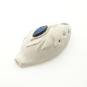 [FLT-136] Ocarina Handmade Ceramic "Flower" White Natural (+ pouch)