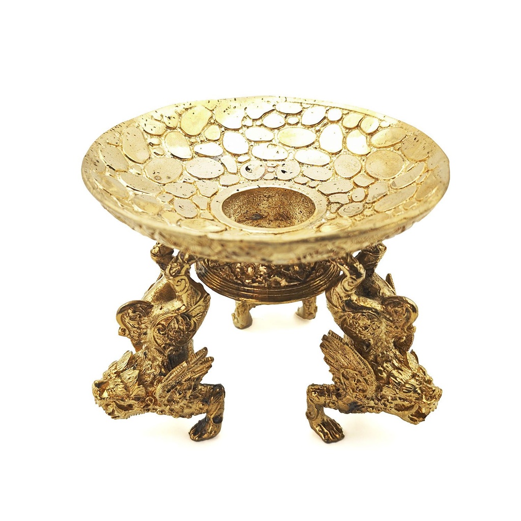 [MUI-135] Brass Balinese Priest Bell Stand Golden Large "Dragons" (12 cm)