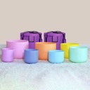 [FQB-005-2] Macaron Double Colored Frosted Quartz Crystal Singing Bowls Chakra Half-Set (3 Bowls - D-F-A)