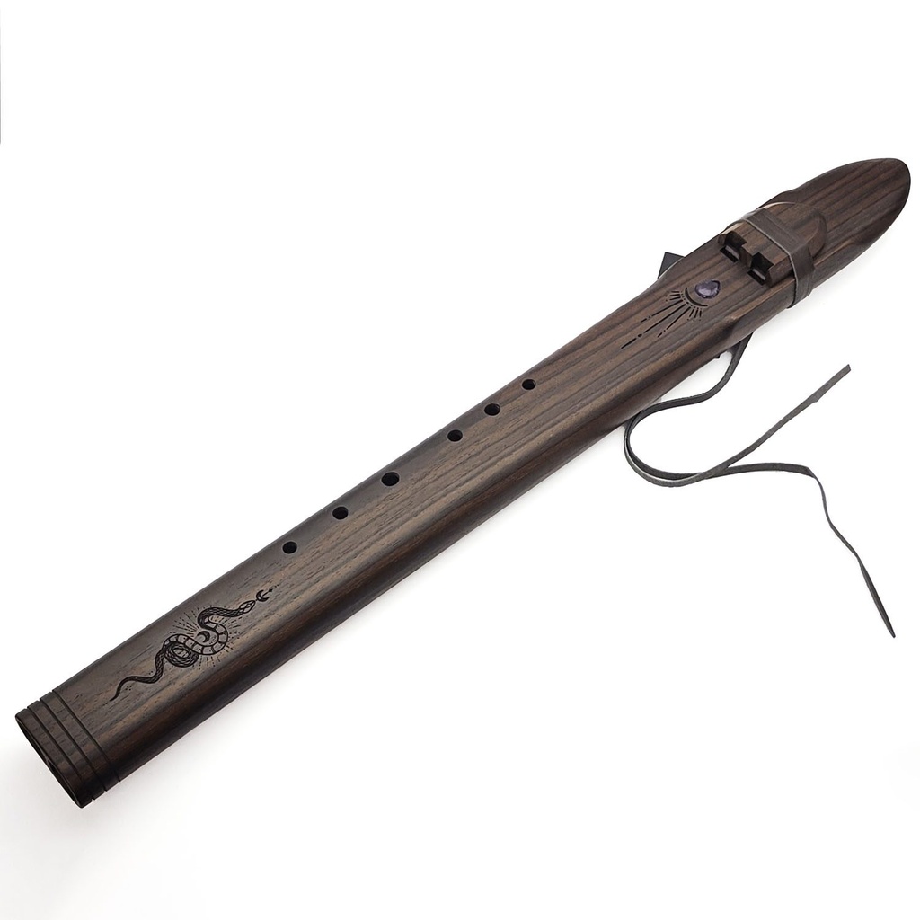 [FLT-012] Premium Drone Double Flute Rosewood Amethyst - Dm (+ case)