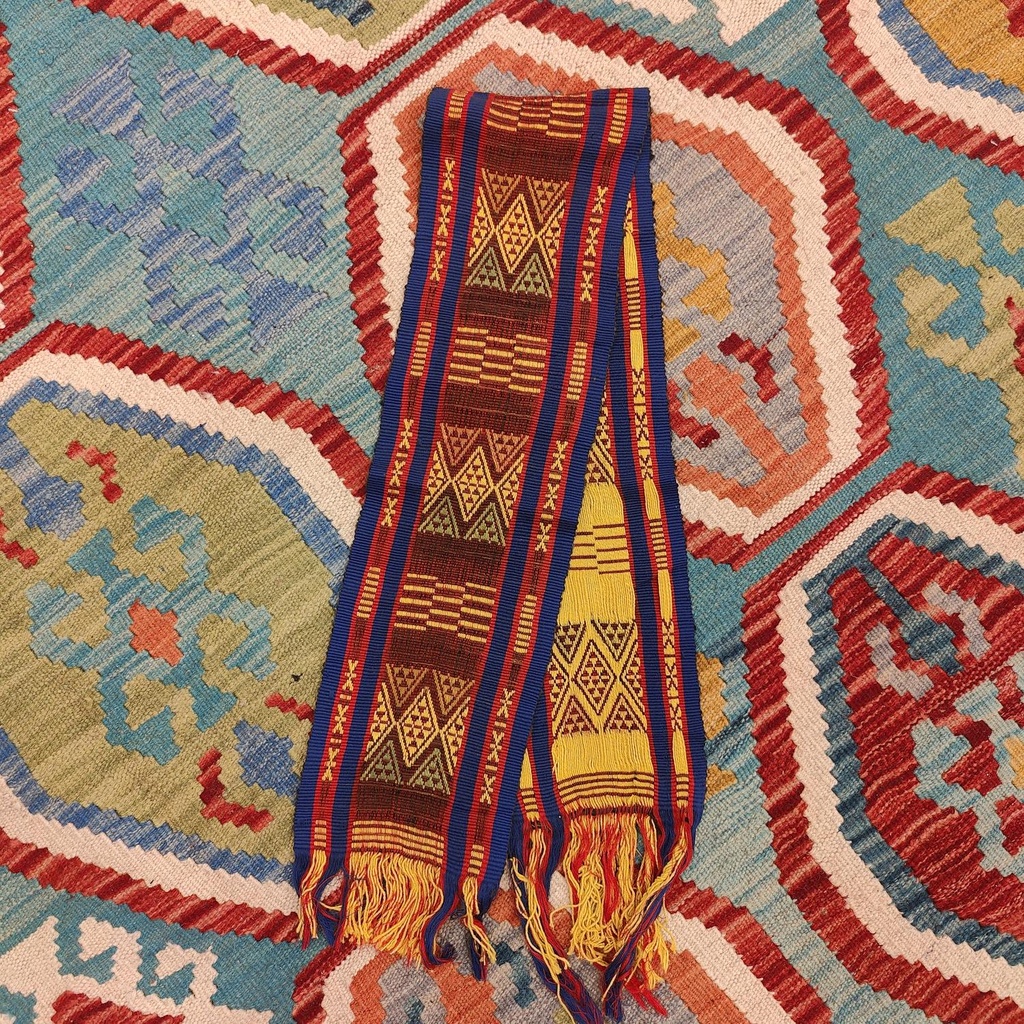 [ALT-082] Ceremonial Handmade Cotton Altar Cloth Red Blue (101x14cm)