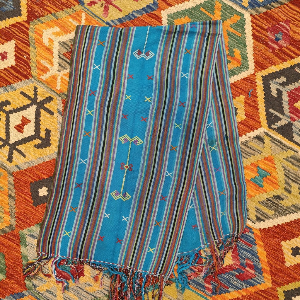[ALT-081] Ceremonial Handmade Cotton Altar Cloth Blue (125x36cm)