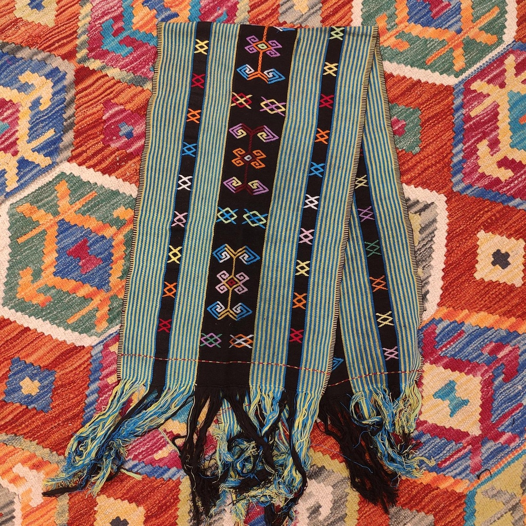 [ALT-077] Ceremonial Handmade Cotton Altar Cloth Black Blue (111x30cm)