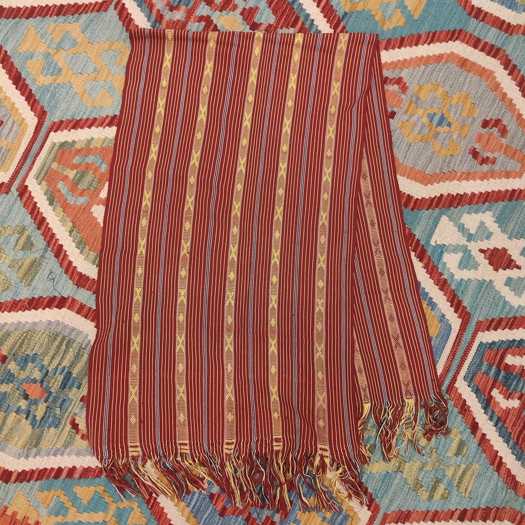 [ALT-065] Ceremonial Handmade Cotton Altar Cloth Red Yellow (142x44cm)