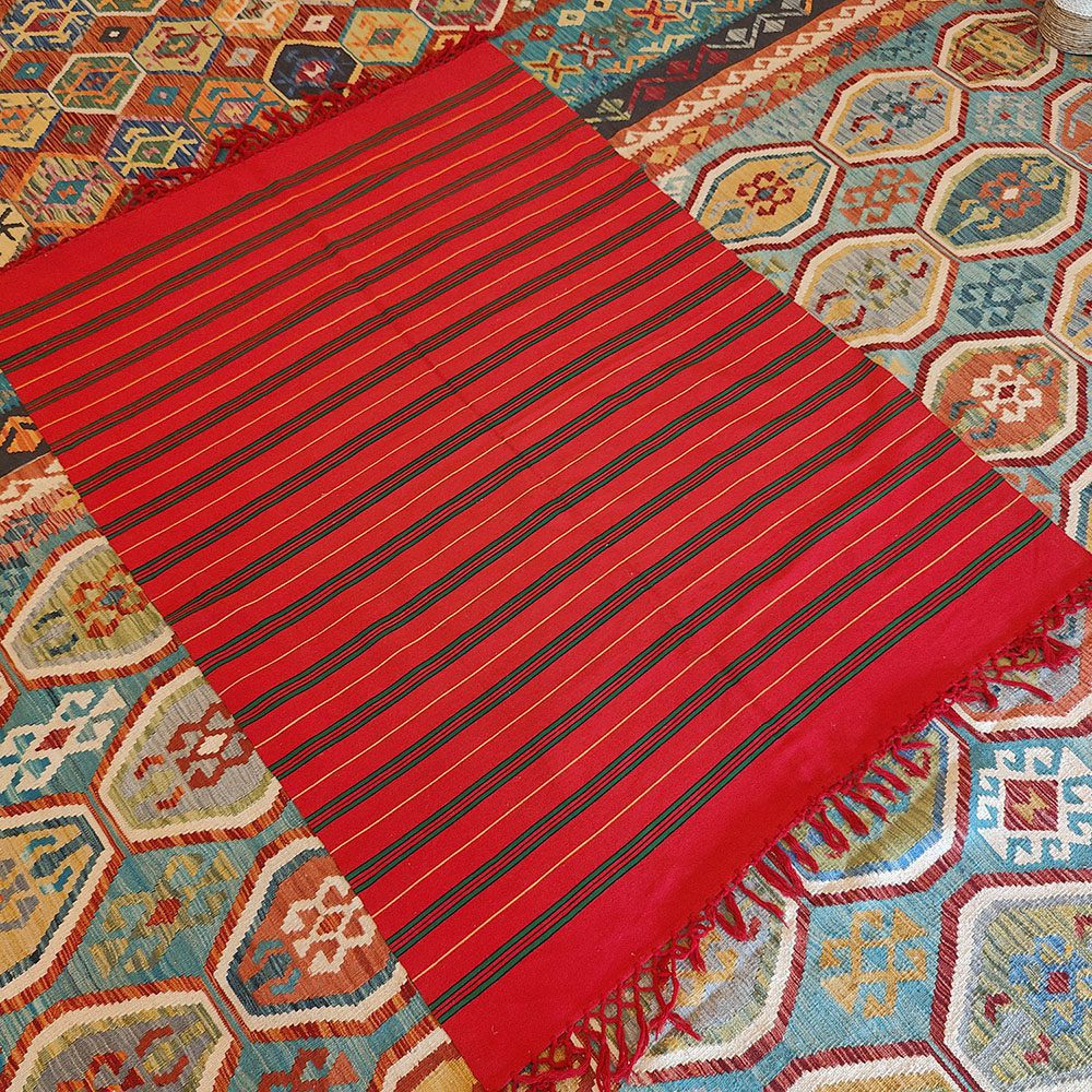 [SHB-016] Shamanic Mexican Handmade Wool Blanket Red (190x145cm)