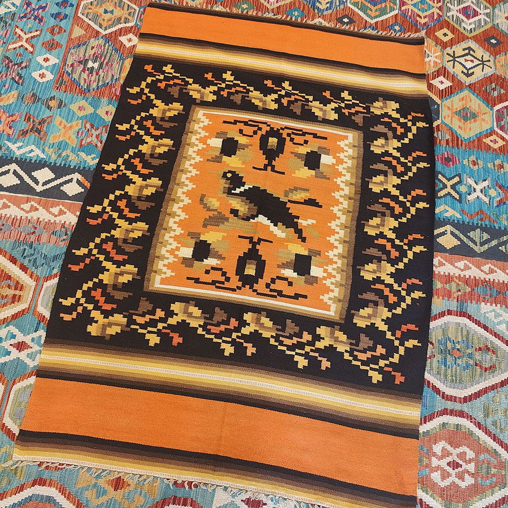 [SHB-015] Shamanic Mexican Handmade Wool Blanket Orange (190x120cm)