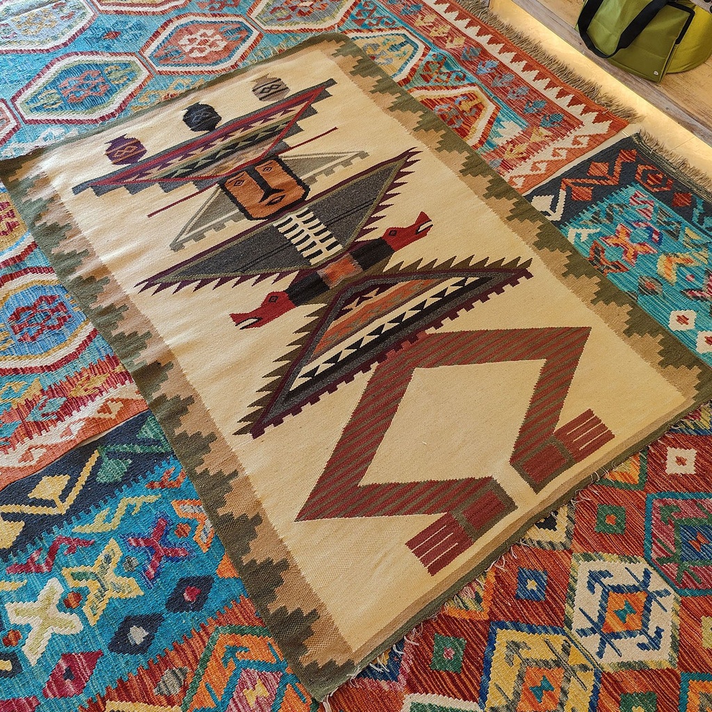 [SHB-010] Shamanic Mexican Handmade Wool Blanket Green (160x100cm)