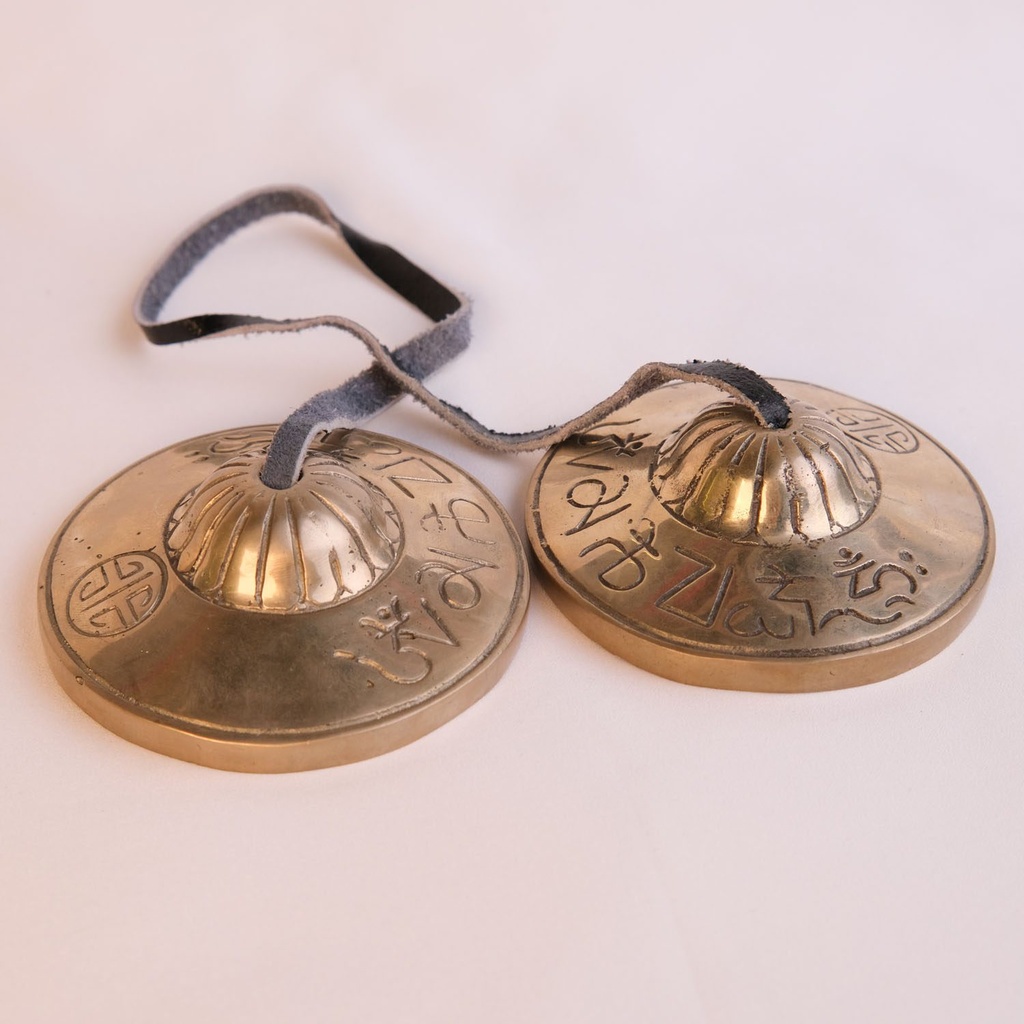 [TSH-028] Fullmoon Golden Bronze Tingsha (Karatals) (8 cm, 350 gr) (+ case)